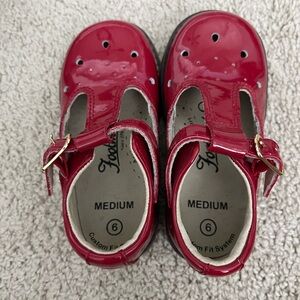 FootMates Patent Red Kids Harper T-Bar Mary Jane